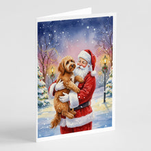 Load image into Gallery viewer, Labradoodle with Santa Claus Greeting Cards Pack of 8