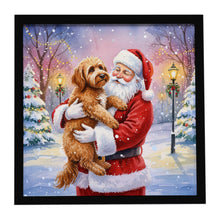 Load image into Gallery viewer, Labradoodle with Santa Claus Framed Metal Print