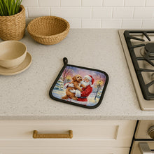 Load image into Gallery viewer, Labradoodle with Santa Claus Pair of Pot Holders