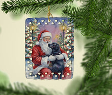 Load image into Gallery viewer, Black Labrador Retriever with Santa Claus Porcelain Ornament
