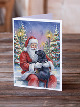 Load image into Gallery viewer, Black Labrador Retriever with Santa Claus Greeting Cards Pack of 8