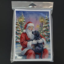 Load image into Gallery viewer, Black Labrador Retriever with Santa Claus Greeting Cards Pack of 8