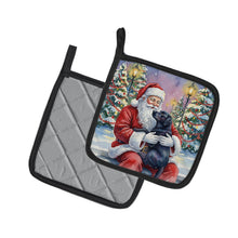 Load image into Gallery viewer, Black Labrador Retriever with Santa Claus Pair of Pot Holders
