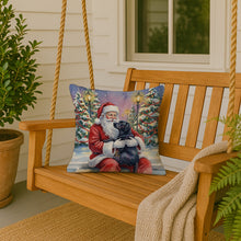 Load image into Gallery viewer, Black Labrador Retriever with Santa Claus Throw Pillow
