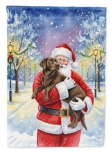 Load image into Gallery viewer, Chocolate Labrador Retriever with Santa Claus House Flag