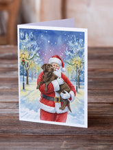 Load image into Gallery viewer, Chocolate Labrador Retriever with Santa Claus Greeting Cards Pack of 8