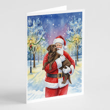 Load image into Gallery viewer, Chocolate Labrador Retriever with Santa Claus Greeting Cards Pack of 8
