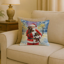 Load image into Gallery viewer, Chocolate Labrador Retriever with Santa Claus Throw Pillow