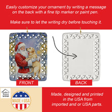 Load image into Gallery viewer, Yellow Labrador Retriever with Santa Claus Porcelain Ornament