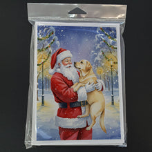 Load image into Gallery viewer, Yellow Labrador Retriever with Santa Claus Greeting Cards Pack of 8