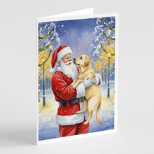 Load image into Gallery viewer, Yellow Labrador Retriever with Santa Claus Greeting Cards Pack of 8