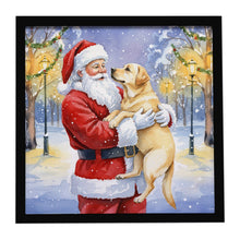 Load image into Gallery viewer, Yellow Labrador Retriever with Santa Claus Framed Metal Print