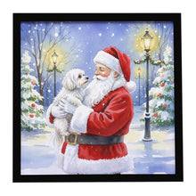 Load image into Gallery viewer, Maltese with Santa Claus Framed Metal Print