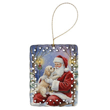 Load image into Gallery viewer, Maltipoo with Santa Claus Porcelain Ornament