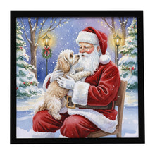 Load image into Gallery viewer, Maltipoo with Santa Claus Framed Metal Print
