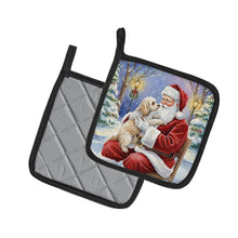 Load image into Gallery viewer, Maltipoo with Santa Claus Pair of Pot Holders
