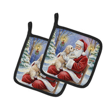 Load image into Gallery viewer, Maltipoo with Santa Claus Pair of Pot Holders