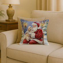 Load image into Gallery viewer, Maltipoo with Santa Claus Throw Pillow