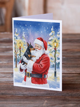 Load image into Gallery viewer, Manchester Terrier with Santa Claus Greeting Cards Pack of 8
