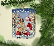 Load image into Gallery viewer, Mastiff with Santa Claus Porcelain Ornament