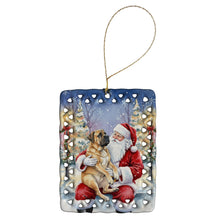 Load image into Gallery viewer, Mastiff with Santa Claus Porcelain Ornament