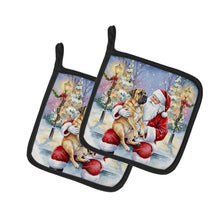 Load image into Gallery viewer, Mastiff with Santa Claus Pair of Pot Holders