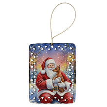 Load image into Gallery viewer, Red Miniature Pinscher with Santa Claus Porcelain Ornament