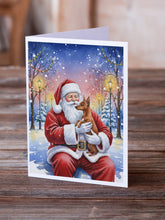 Load image into Gallery viewer, Red Miniature Pinscher with Santa Claus Greeting Cards Pack of 8