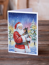 Load image into Gallery viewer, Miniature Pinscher with Santa Claus Greeting Cards Pack of 8