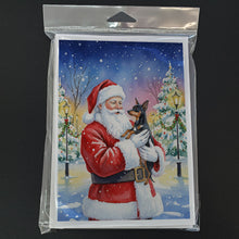Load image into Gallery viewer, Miniature Pinscher with Santa Claus Greeting Cards Pack of 8
