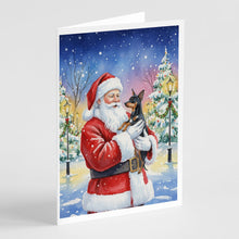 Load image into Gallery viewer, Miniature Pinscher with Santa Claus Greeting Cards Pack of 8