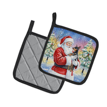 Load image into Gallery viewer, Miniature Pinscher with Santa Claus Pair of Pot Holders