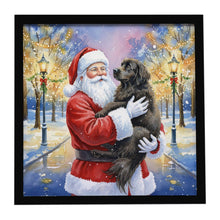 Load image into Gallery viewer, Newfoundland with Santa Claus Framed Metal Print