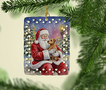 Load image into Gallery viewer, Norfolk Terrier with Santa Claus Porcelain Ornament