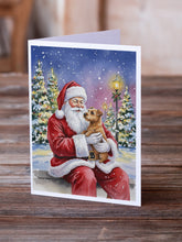 Load image into Gallery viewer, Norfolk Terrier with Santa Claus Greeting Cards Pack of 8