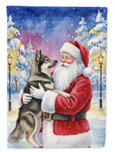 Load image into Gallery viewer, Norwegian Elkhound with Santa Claus Garden Flag