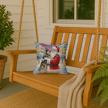 Load image into Gallery viewer, Norwegian Elkhound with Santa Claus Throw Pillow