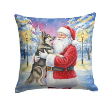 Load image into Gallery viewer, Norwegian Elkhound with Santa Claus Throw Pillow