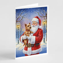 Load image into Gallery viewer, Norwich Terrier with Santa Claus Greeting Cards Pack of 8