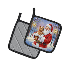 Load image into Gallery viewer, Norwich Terrier with Santa Claus Pair of Pot Holders