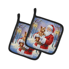 Load image into Gallery viewer, Norwich Terrier with Santa Claus Pair of Pot Holders