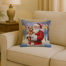 Load image into Gallery viewer, Norwich Terrier with Santa Claus Throw Pillow