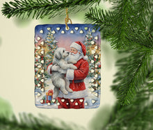 Load image into Gallery viewer, Old English Sheepdog with Santa Claus Porcelain Ornament