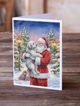 Load image into Gallery viewer, Old English Sheepdog with Santa Claus Greeting Cards Pack of 8