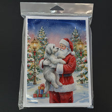 Load image into Gallery viewer, Old English Sheepdog with Santa Claus Greeting Cards Pack of 8