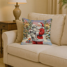 Load image into Gallery viewer, Old English Sheepdog with Santa Claus Throw Pillow