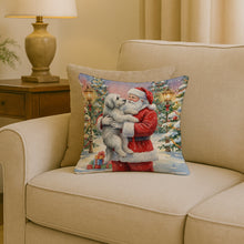 Load image into Gallery viewer, Old English Sheepdog with Santa Claus Throw Pillow