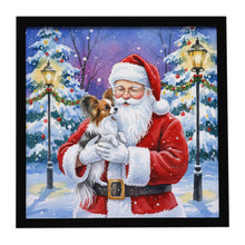 Load image into Gallery viewer, Papillon with Santa Claus Framed Metal Print