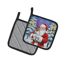 Load image into Gallery viewer, Papillon with Santa Claus Pair of Pot Holders