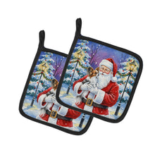 Load image into Gallery viewer, Papillon with Santa Claus Pair of Pot Holders